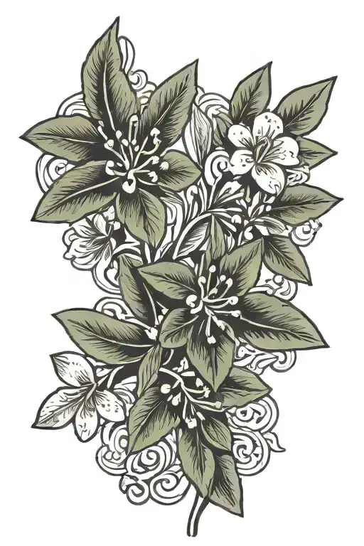 Black And White L-shaped Olive Flower