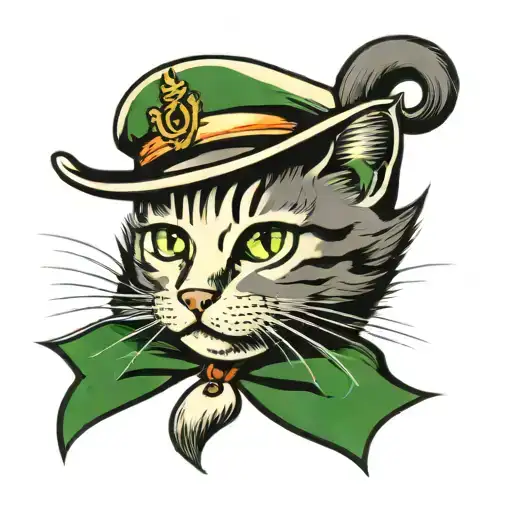 Grey Cat With Green Eyes As A Sailor