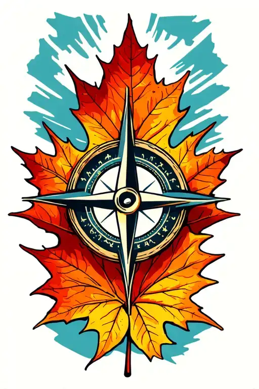 Maple Leaf And Compass Pointing North
