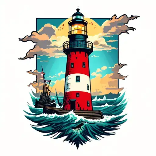 Bioshock American Trad Tattoo Lighthouse