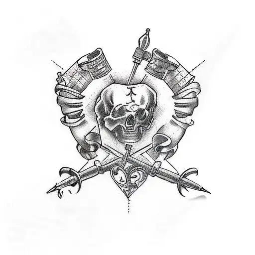 Traditional Tattoo Heart With Arrow Through It With Scroll Across The Heart