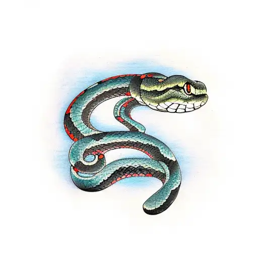 Snake Intertwined With Japanese Kanji Characters