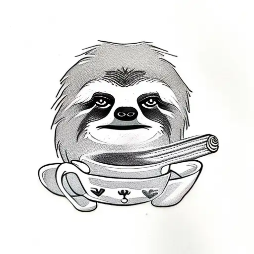 Sloth Smoking With A Coffee