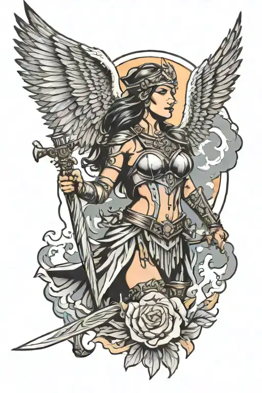 Valkyrie Warrior Woman Sunset Smoke