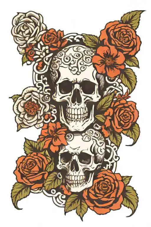 Skull Flower Medusa Text