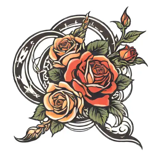 Four Circles Surrounded By A Rose