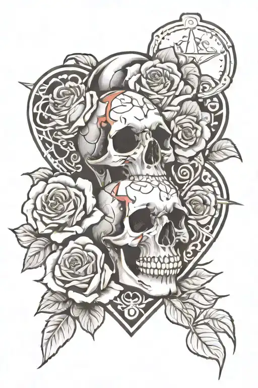 Jordan With Rose Skull Heart