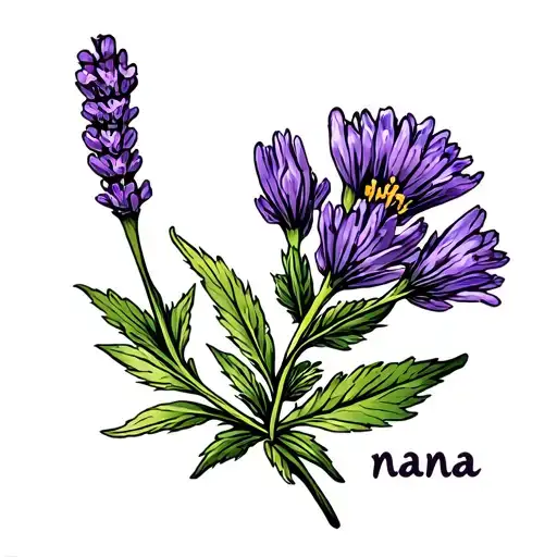 Lavender Flower With The Stem Being The Word Nana