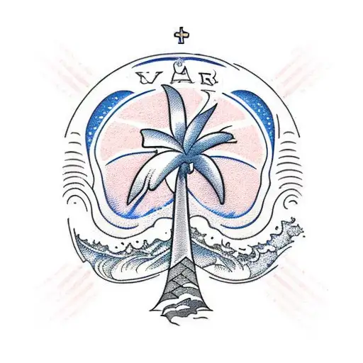 Ocean Wave Palm Tree