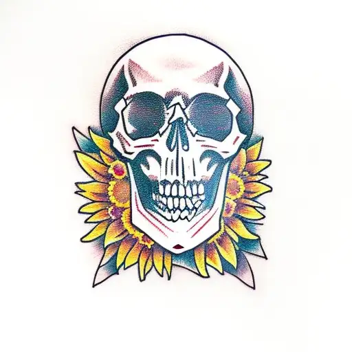 Skull With Sunflower