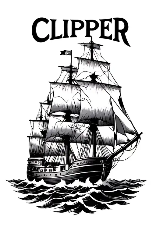 Clipper Ships Entirely On Fire