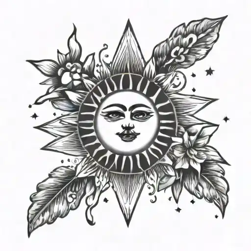 Sun Moon And Stars Fingerprint Feminine