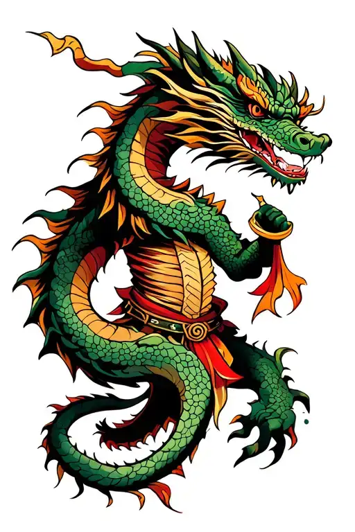 Dragon Wrapped Warrior Wielding