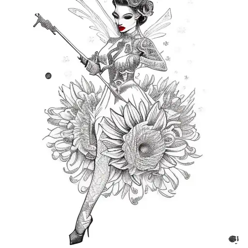 Fairy Coming Out Of Chrysanthemum Flower