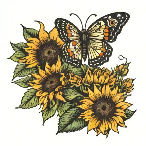 Butterfly And Sunflower