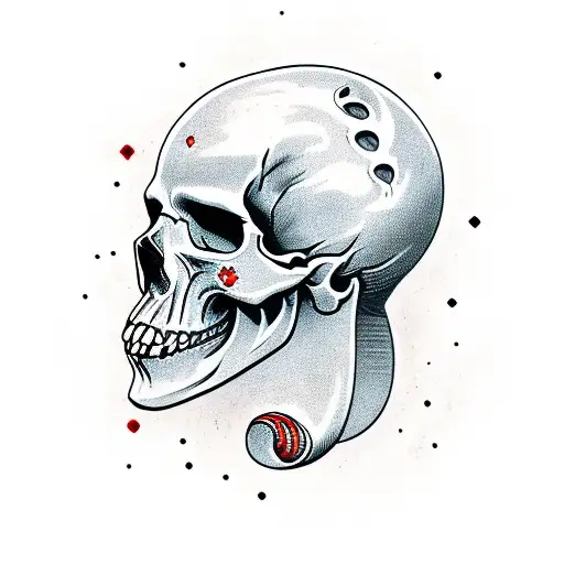 Skull With A Black Snake With Red Head