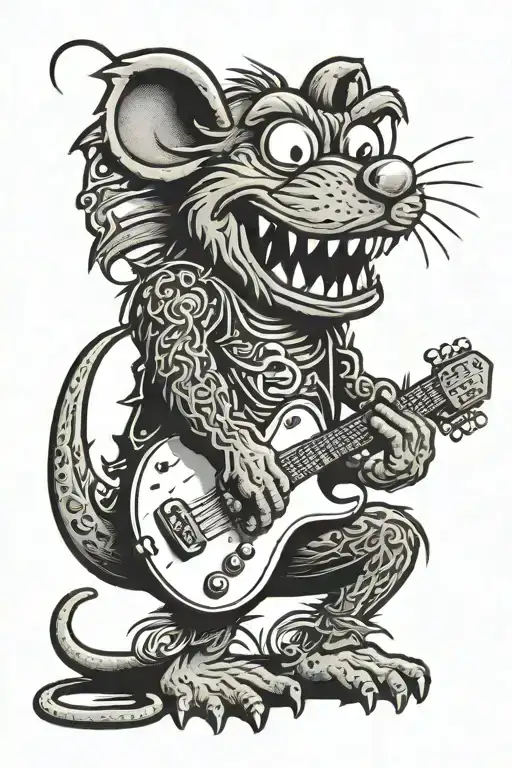 Rat Fink Playing Electric Guitar