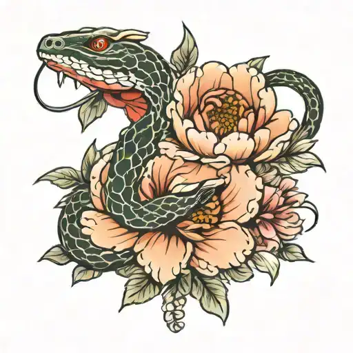 Peony And Snake