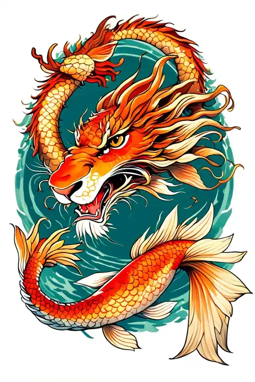 Leo With Dragon And Koi