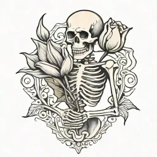 Skeleton Holding A Tulip