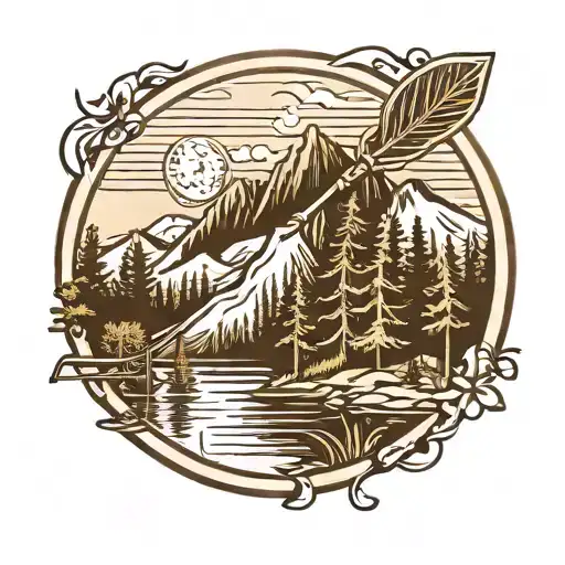 Lacrosse And Mountain Range And Trees