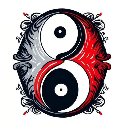 Rectangular Banner With Ying Yang
