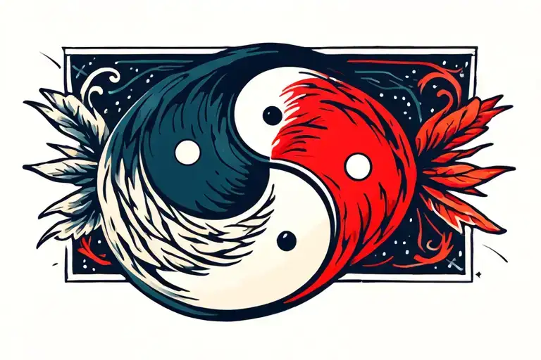 Rectangular Banner With Ying Yang