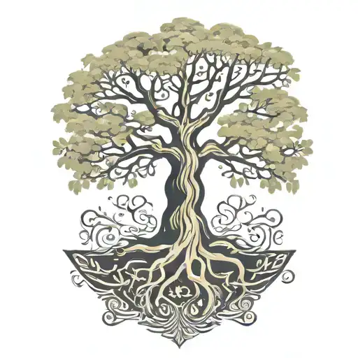 Banian Tree With Musical Roots Shaped Like On