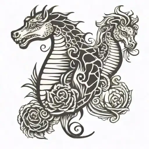 Seahorse And Lion Face