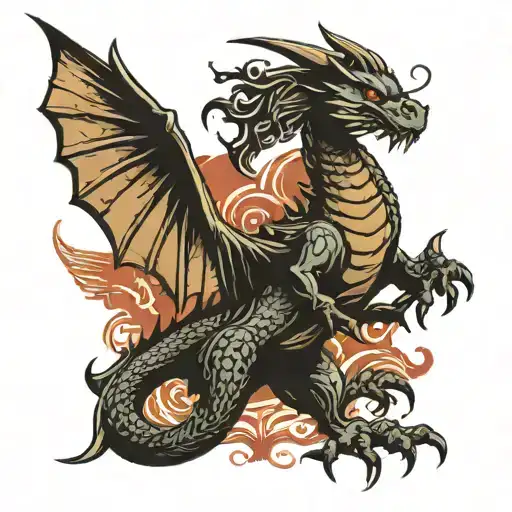 Dragon With Wings Spread