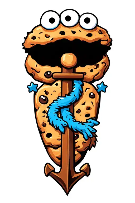 Cookie Monster With An Anchor Intertwined
