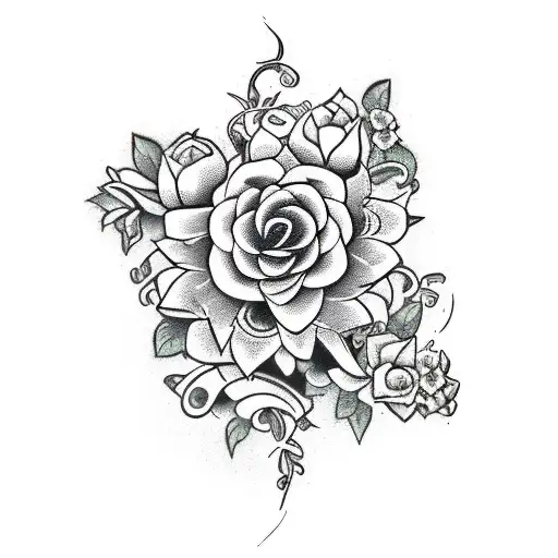 Passionflower And Vines And Hydrangea And Cat