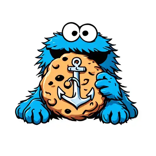 Cookie Monster With An Anchor Intertwined Representing The Client's