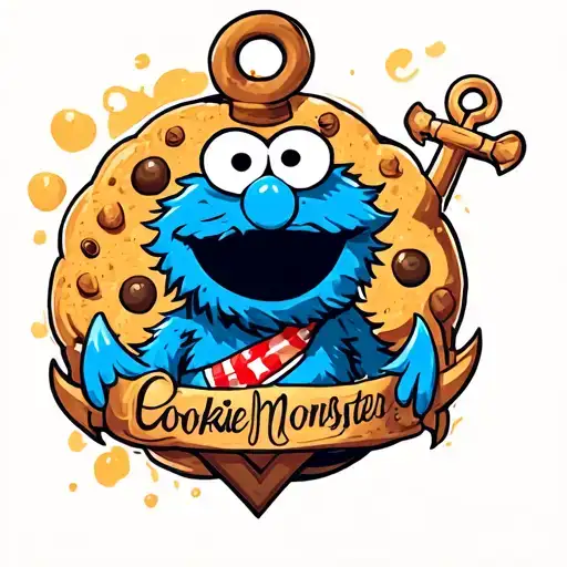 Cookie Monster With An Anchor Tattoo Featuring