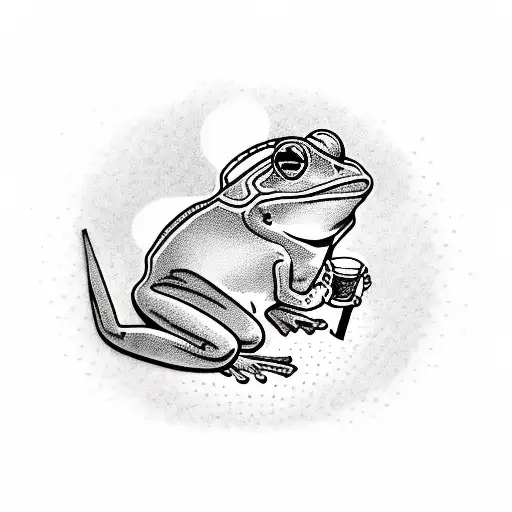 Frog With Cigarette And Beer