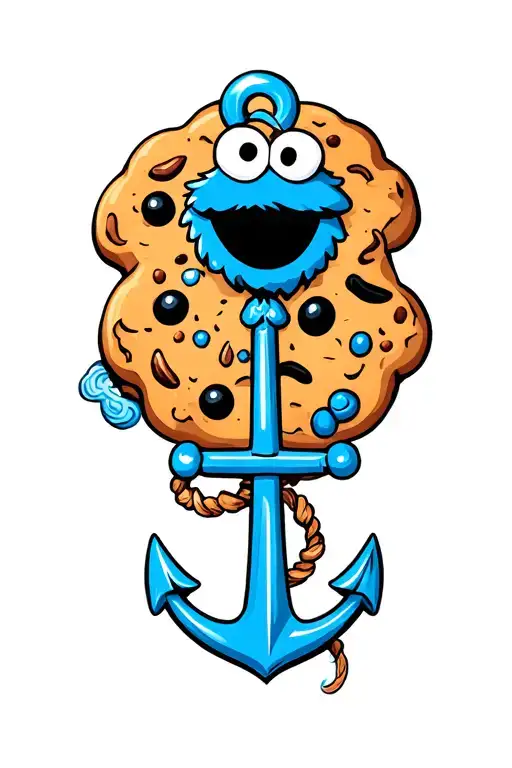 Cookie Monster With An Anchor Intertwined