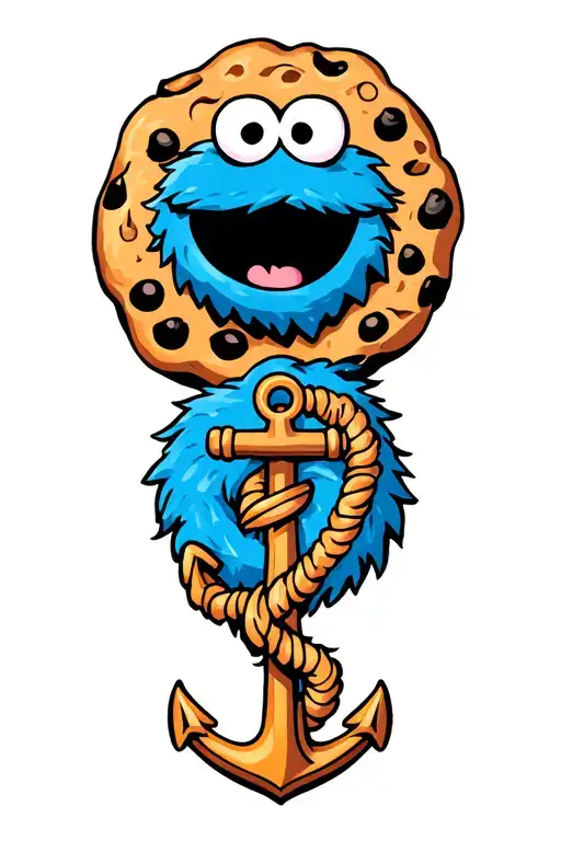Cookie Monster With An Anchor Intertwined
