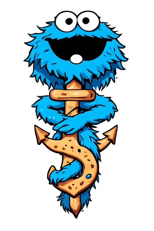 Cookie Monster With An Anchor Intertwined