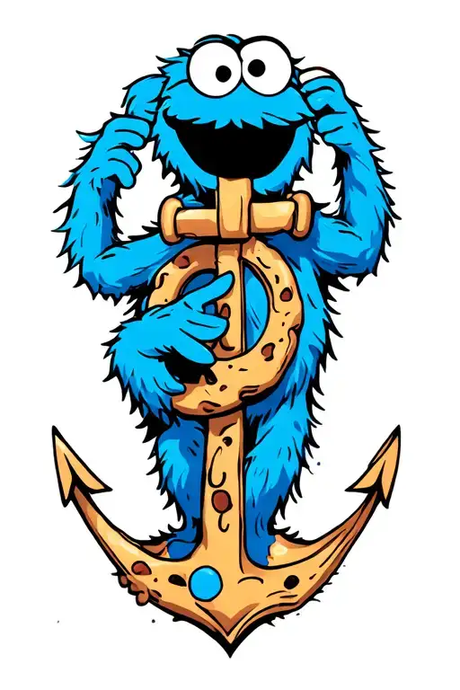 Cookie Monster With An Anchor Intertwined