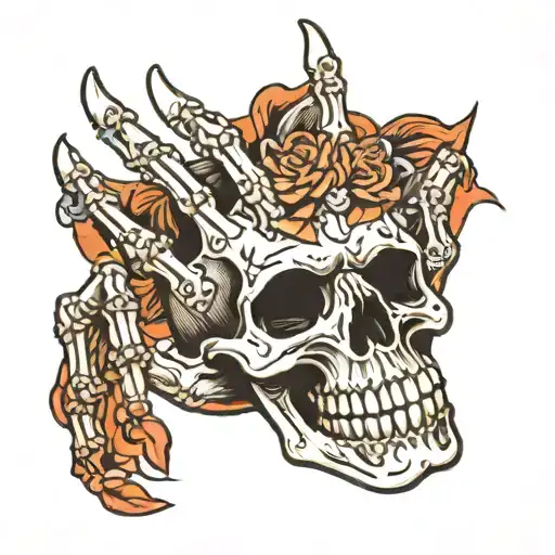 Skeleton Hand Doing W Sign