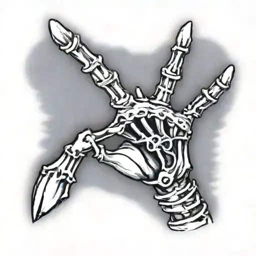 Skeleton Hand Doing W Sign