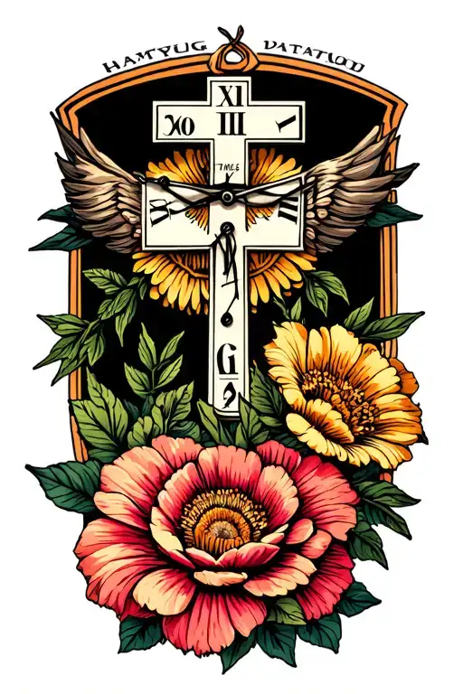 Time Heals All Flowers And Cross