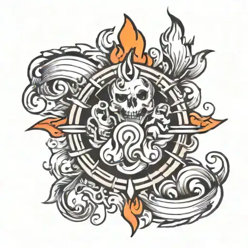 Fire Element Tattoo Design Showcasing 8 Layers