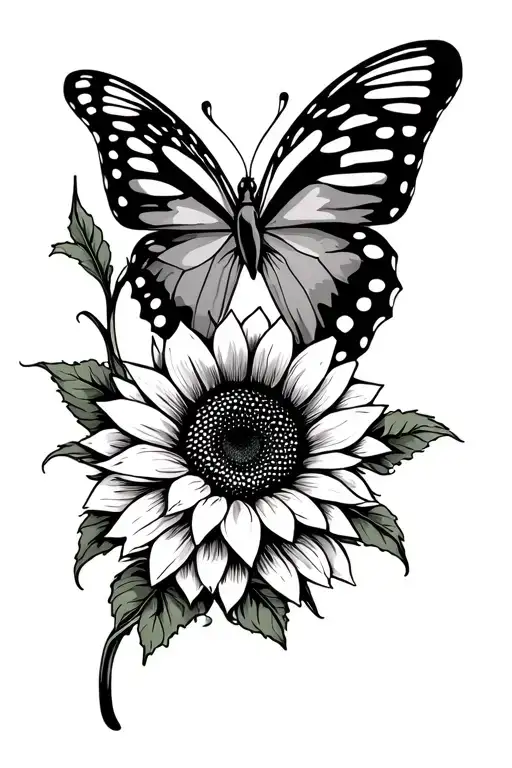 Butterfly And Sunflower