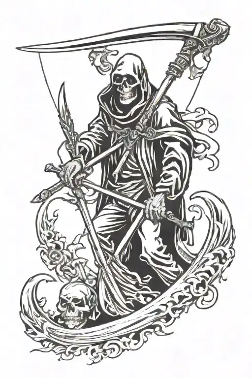 Floating Reaper Holding A Scythe