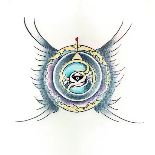 Yin Yang Bow And Arrow Angel And Devil Wings