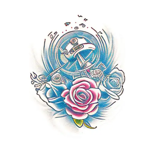 Hourglass With Flowers Sailor Jerry