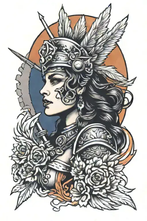 Valkyrie Warrior Woman Sunset Smoke