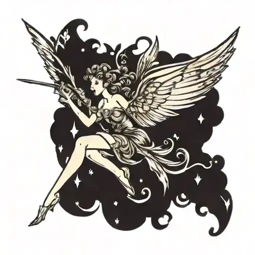 Fairy Flying From The Side View