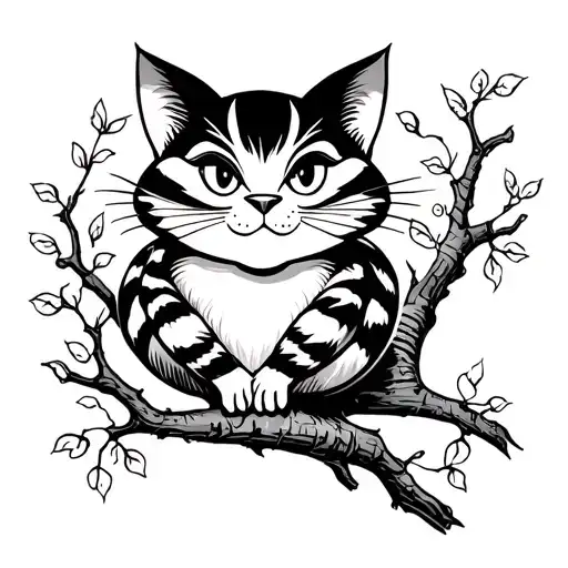 Happy Cheshire Cat In A Tree